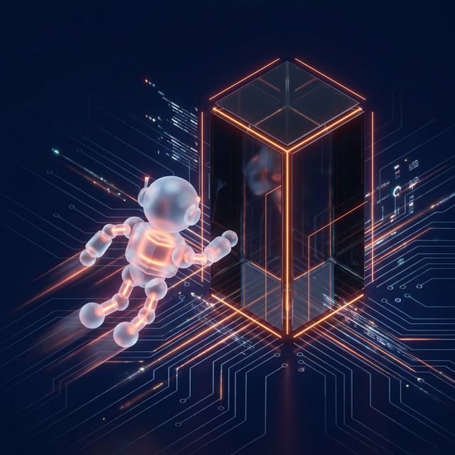 Strategic illustration showing a small enterprise competing with large scale firms through AI