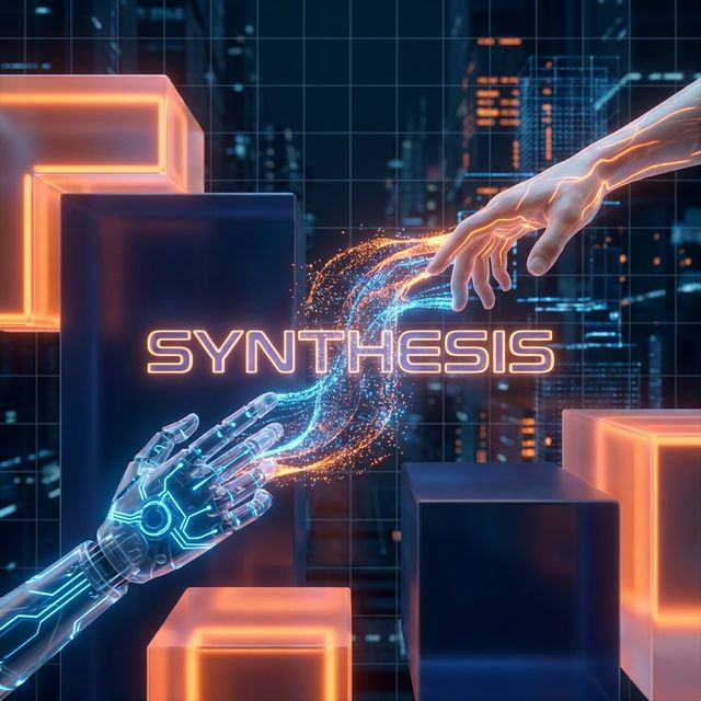 Abstract visualization of AI agents working as team members in an organization